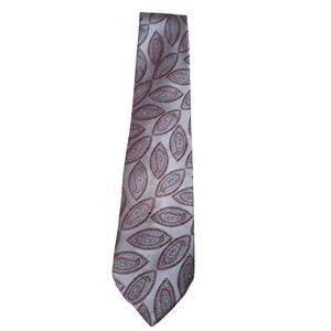 The American Edition Collection Men's Paisley Tie Grey Red Made in USA Polyester